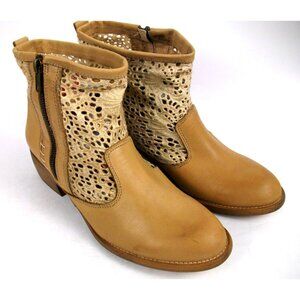 Cool Way Womens Leather Ankle Boot Tan Size 9 Zip Pre Owned